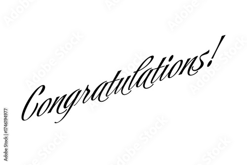 Congratulations! - 筆記体で書いた、Congratulations!（おめでとうございます！）の文字の、おしゃれなロゴマーク

