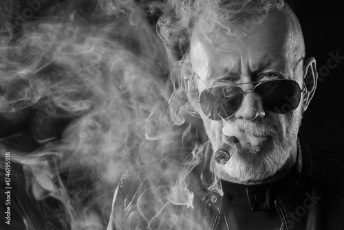 Black and white portrait of...