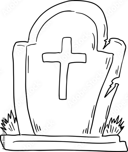 Hand Drawn Gravestone With Cross