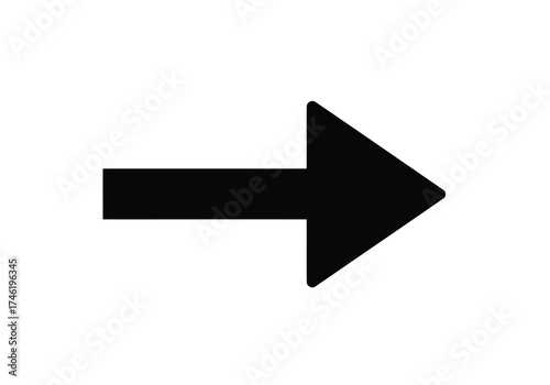 Vector illustration of black arrow pointing to the right