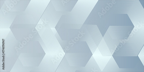 Abstract hexagon lines on gray background. Geometric stripe line art design modern