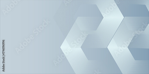 Abstract hexagon lines on gray background. Geometric stripe line art design modern