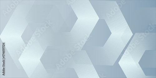 Abstract hexagon lines on gray background. Geometric stripe line art design modern