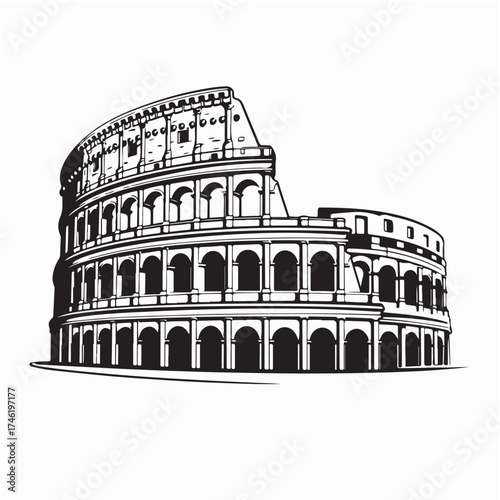 Ancient Colosseum Vector Illustration isolated on white background