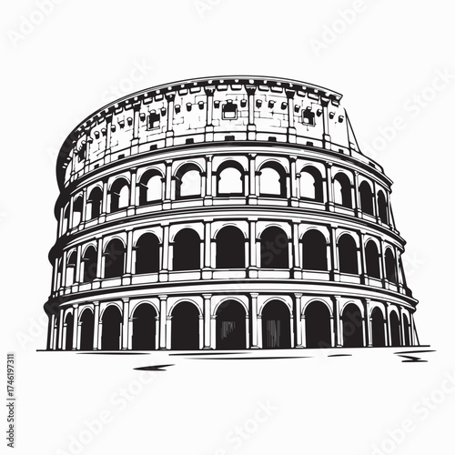 Colosseum Vector Illustration Ancient Roman Landmark Architecture Historic Design