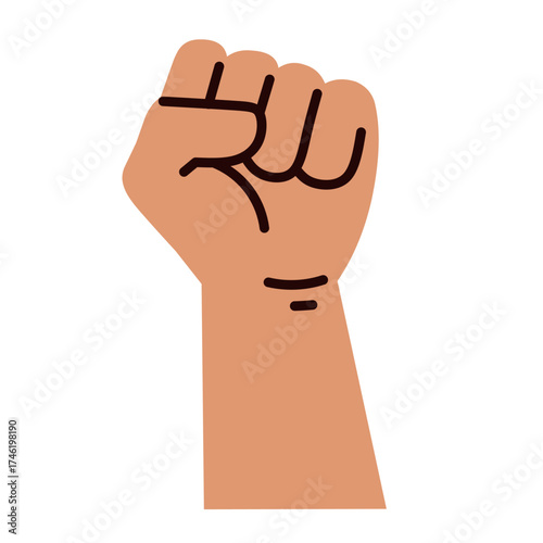 Fist Hand in Flat Illustration for Power and Unity