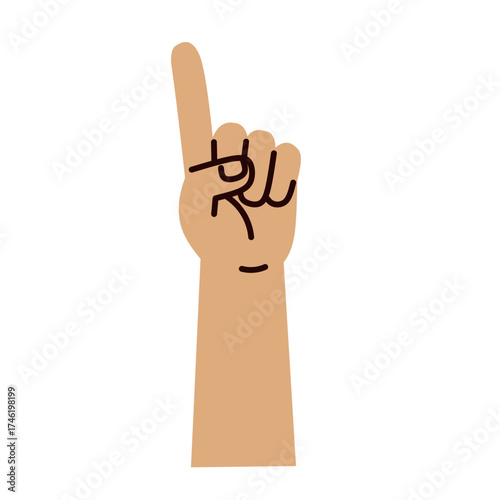 One Finger Hand in Flat Illustration for Counting and Indication
