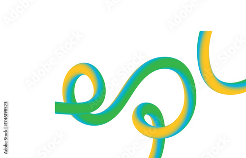 Abstract 3D Swirling Tube with Gradient Colors on White Background blue bright