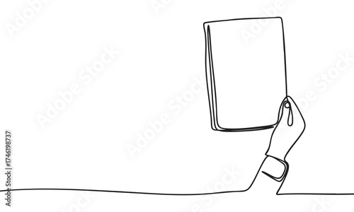 Hand holding a blank paper sheet up.