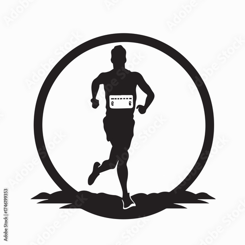 Athlete Silhouette Marathon Runner Vector Illustration Running Sport