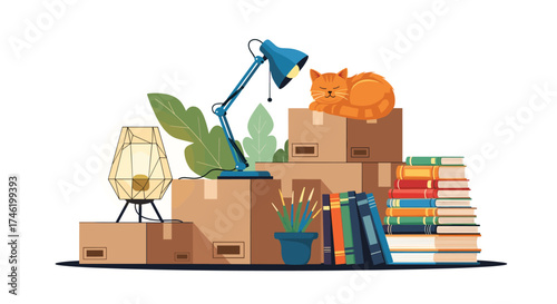 A cozy collection of belongings ready for a new chapter of life.