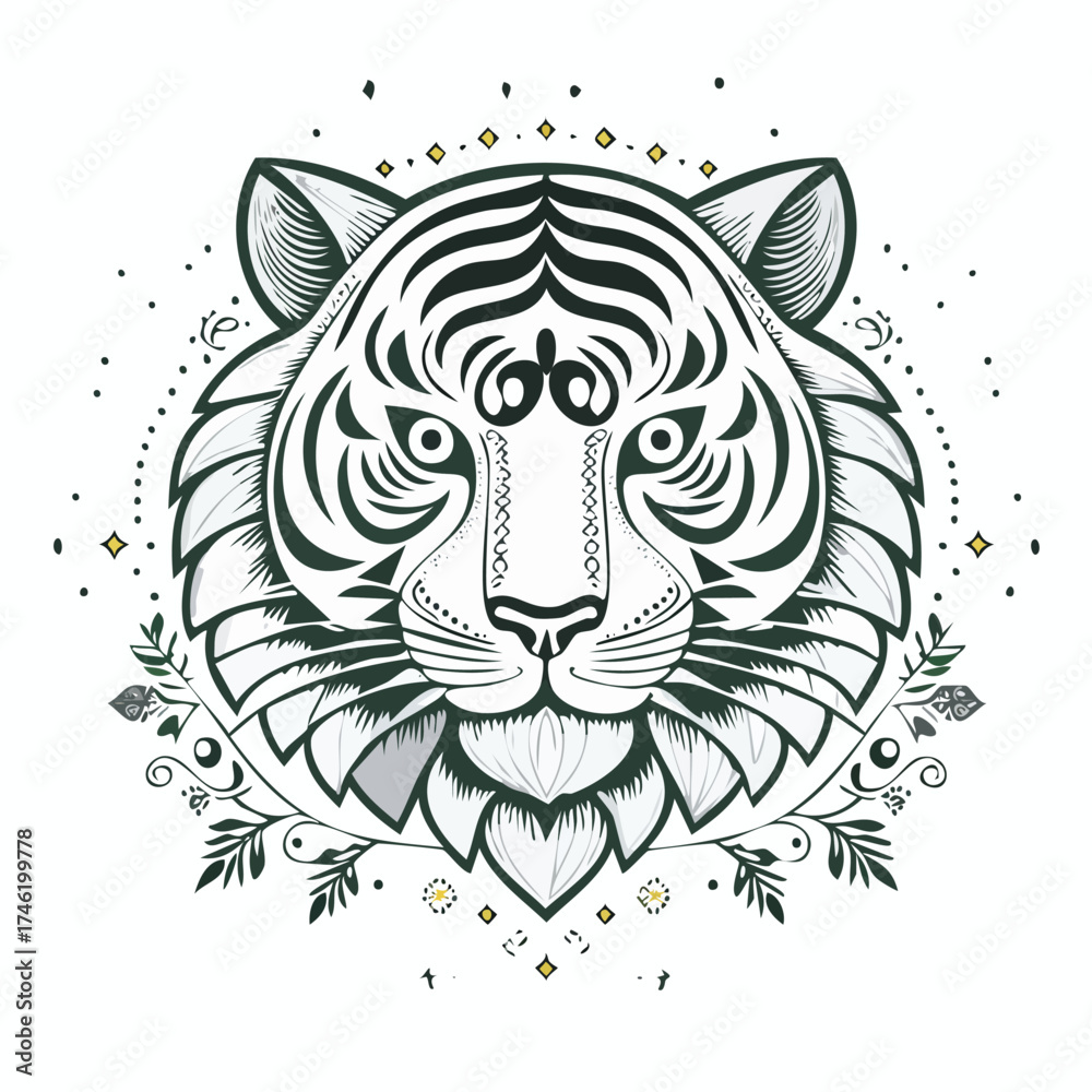 Obraz premium tiger head batik vector
