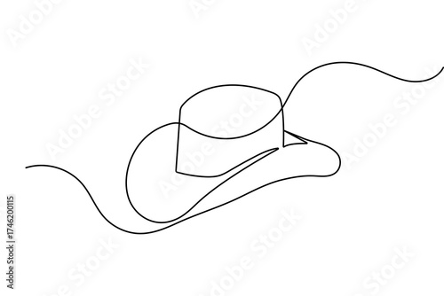 Cowboy hat minimal one line art elegant outline continuous drawing vector illustration
