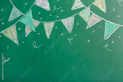 Drawn bunting and confetti ...