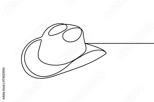 One line cowboy hat drawing minimal outline art isolated vector illustration
