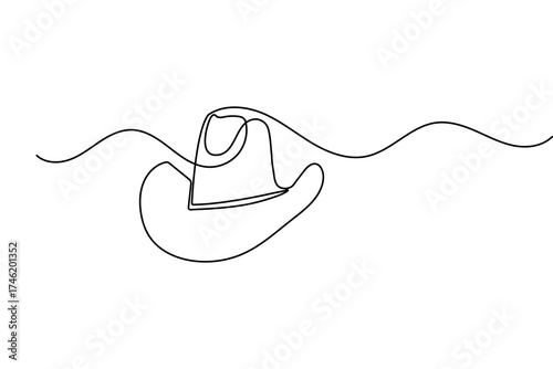 One line cowboy hat drawing minimal outline art isolated vector illustration
