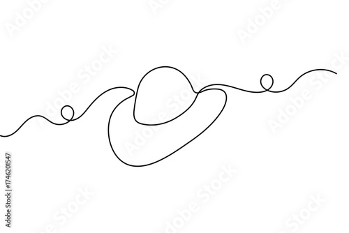 One line cowboy hat drawing minimal outline art isolated vector illustration
