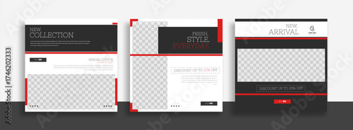 minimal square banner template with geometric shapes for social media post, story and web internet ads. Vector illustration