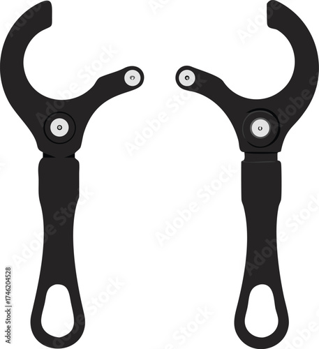 Pair of black metal c clamps with adjustable jaws