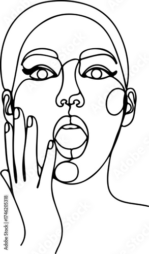 one-line drawing of a person expressing surprise or shock