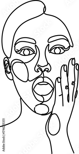 one-line drawing of a person expressing surprise or shock