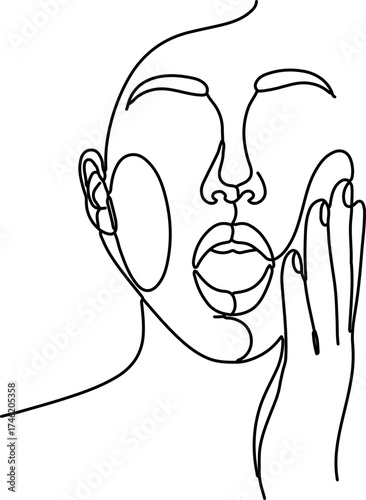 one-line drawing of a person expressing surprise or shock