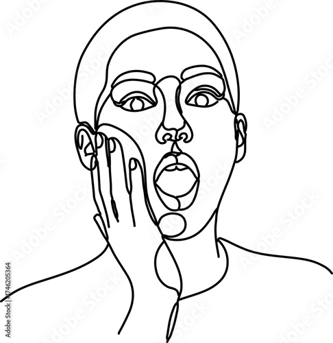 one-line drawing of a person expressing surprise or shock