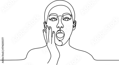 one-line drawing of a person expressing surprise or shock