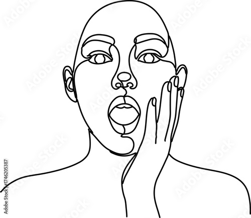 one-line drawing of a person expressing surprise or shock