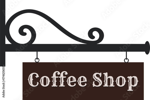 Vintage Wrought Iron Coffee Shop Sign Design