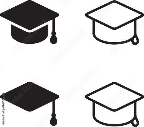 Education icon set, education learning symbol, education graduation icon, black vector school, study, academic, student, book, classroom, university, training, teaching, learning, knowledge, education