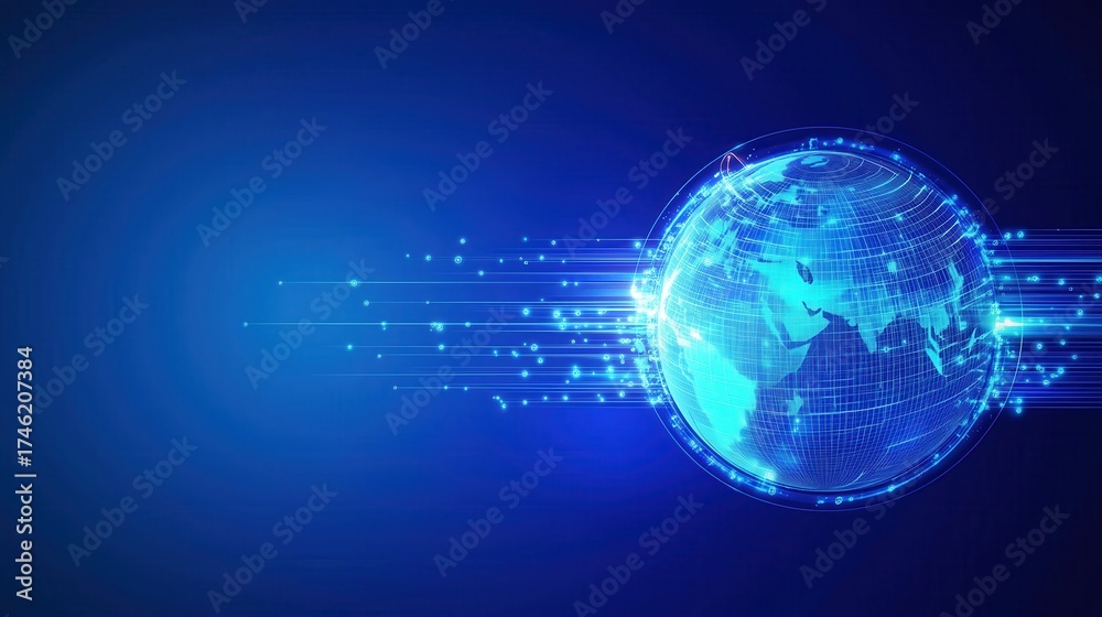 Obraz premium Digital Globe with Data Flow
