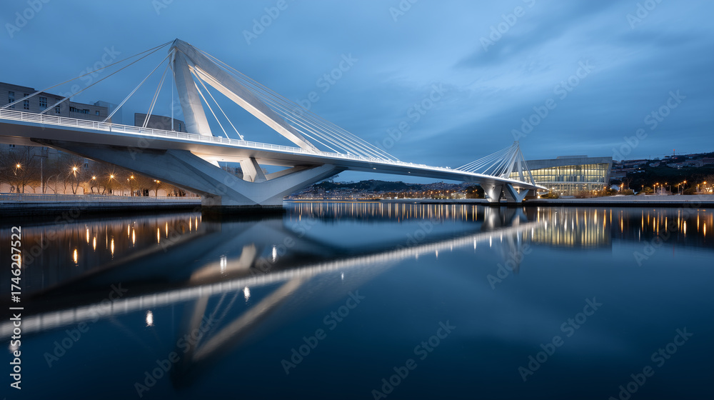 Fototapeta premium Modern Bridge Crossing Over City River