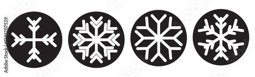 Snowflake icon set snowflake, swirl, pattern, glow. Vector illustration. snowflake glyph flat vector icon