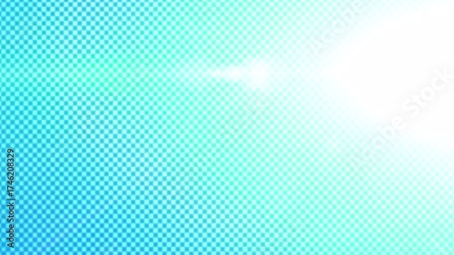 dots halftone with blue light lens flare, fast light transition