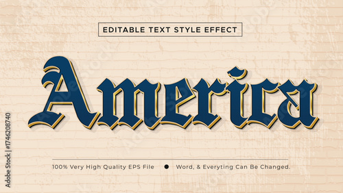 America Vintage old style editable text effect