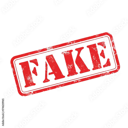 Vector illustration of red grunge rubber stamp with the word fake