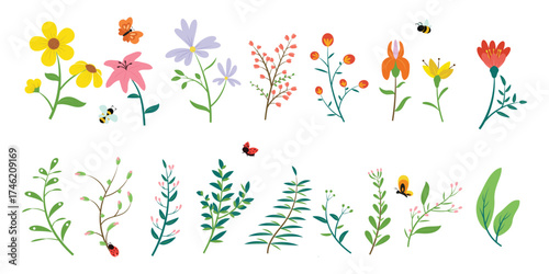 Spring Nature Vector Flat Collection