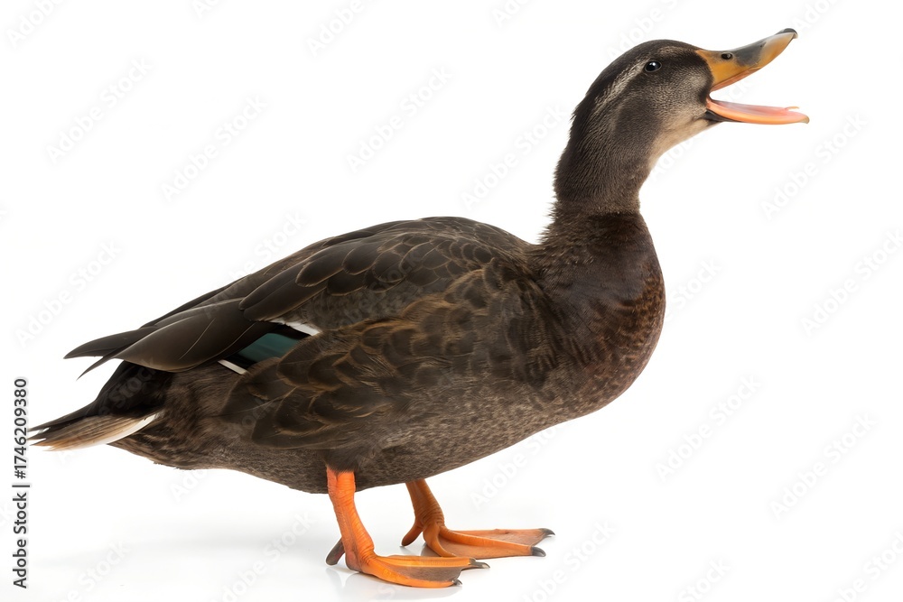 Fototapeta premium American Black Duck Calling Isolated on White