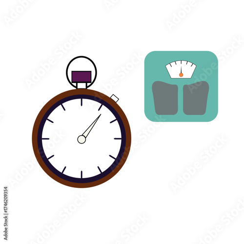 Stopwatch and scale for diet and weight loss