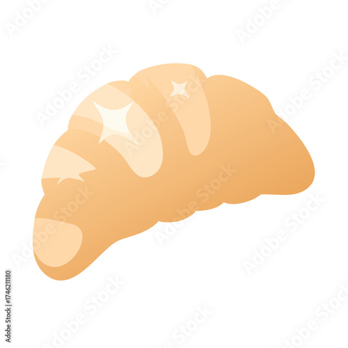 A Golden Brown Croissant Icon with Shiny Details