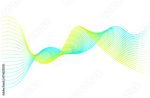 曲線グラデーション抽象的背景　イエローグリーン・ライトブルー　Curved gradient abstract background: yellow green and light blue