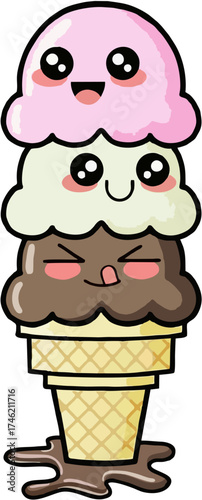 Cute Kawaii Ice Cream Bar wit...