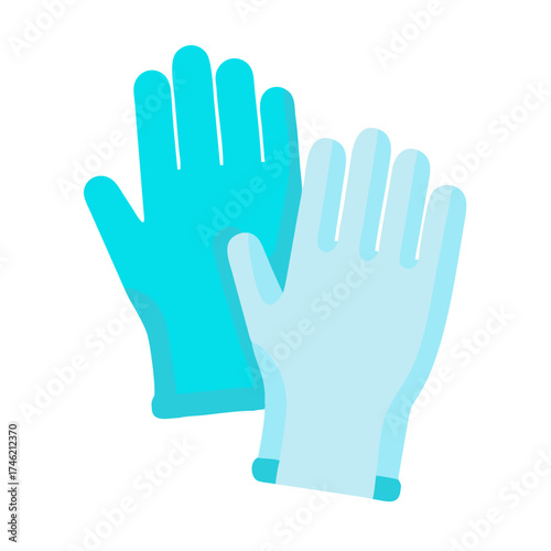 Two blue medical gloves for healthcare hygiene