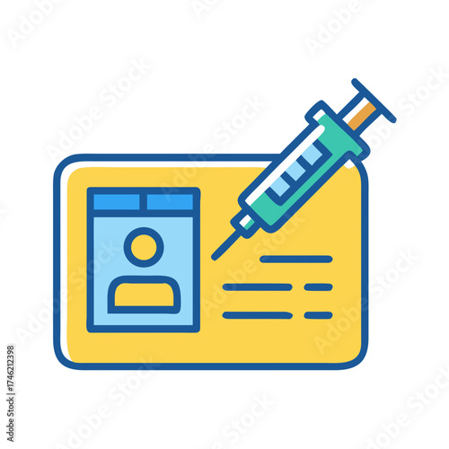 Vaccination ID card icon with syringe and person icon