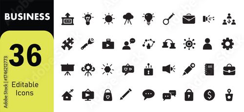 Set of Business icons. Business and Finance web icons in line style. Money, bank, contact, infographic. Icon collection. Vector illustration