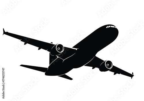 Vector illustration of airplane silhouette in flight
