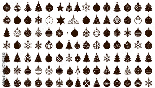 Christmas vector line icon set, Minimal line web icons set new year icons svg file on transparent background.