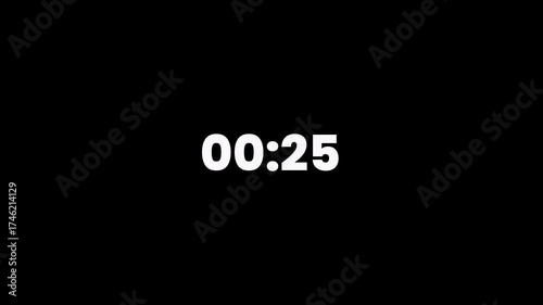 Digital Countdown timer two minute animation from 30 to 0 seconds on transparent background ,30 second countdown timer, Countdown video
