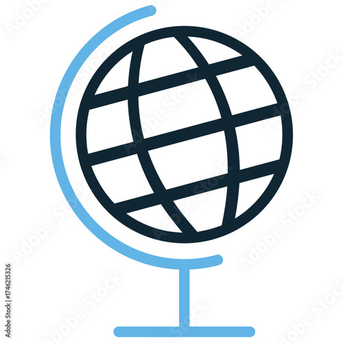 Globe icon vector. Ideal for global business, international communication, and worldwide network themes. This graphic symbolizes the Earth, internet, and universal connectivity.